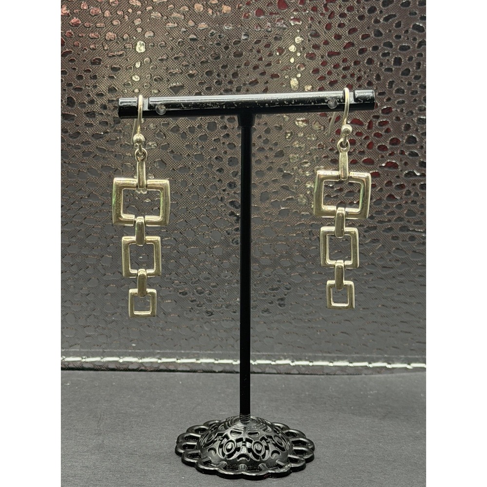 Vintage Sterling Silver Geometric Dangle Earrings 925 8 Grams J28